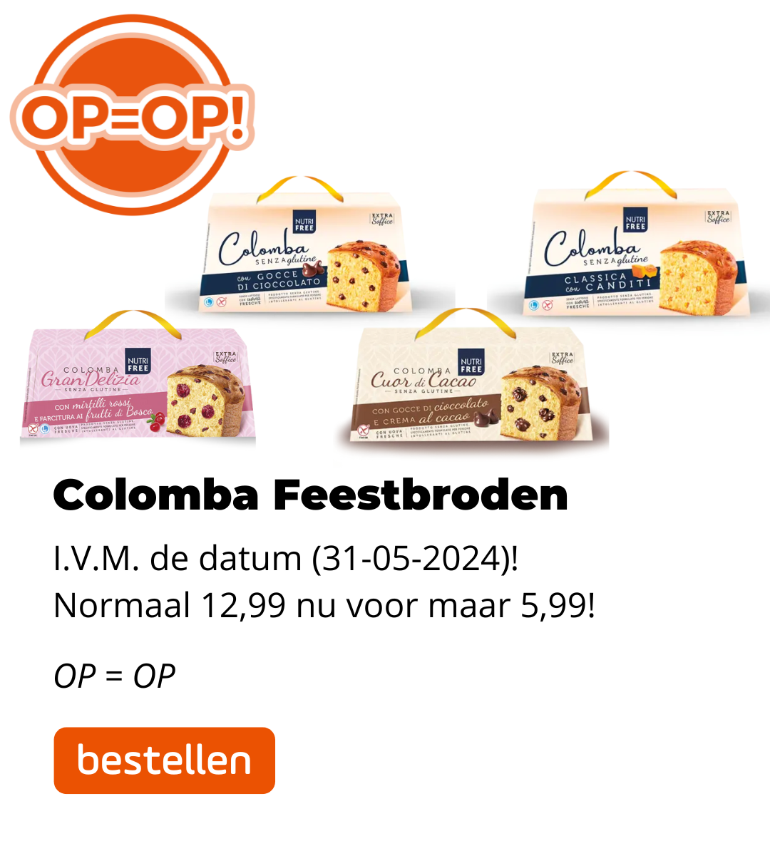 Colomba Feestbroden van 12,99 voor 5,99!