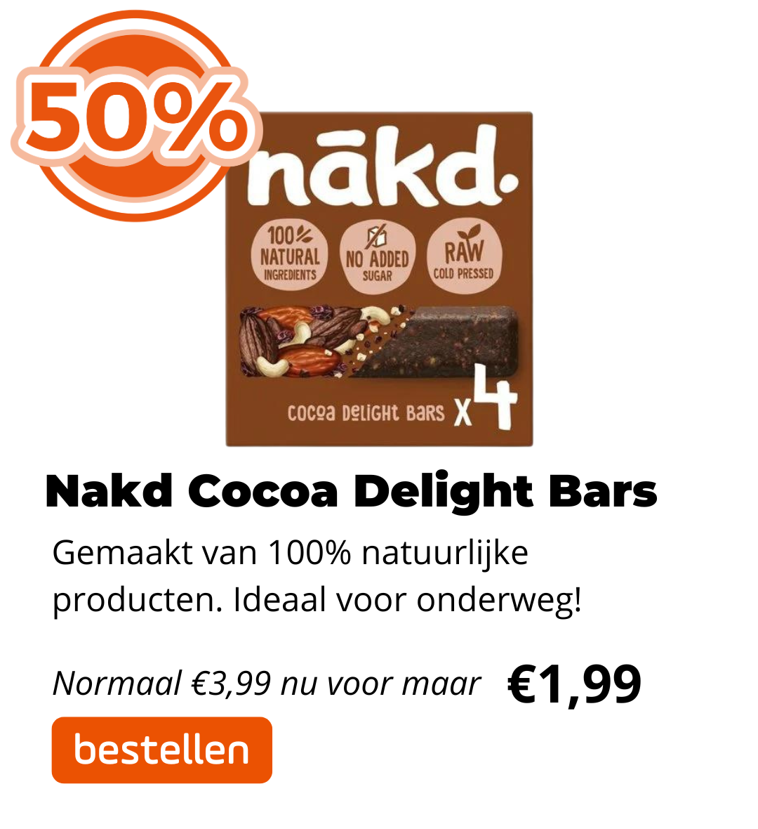 Nakd Cocoa Delight Bars 50% korting