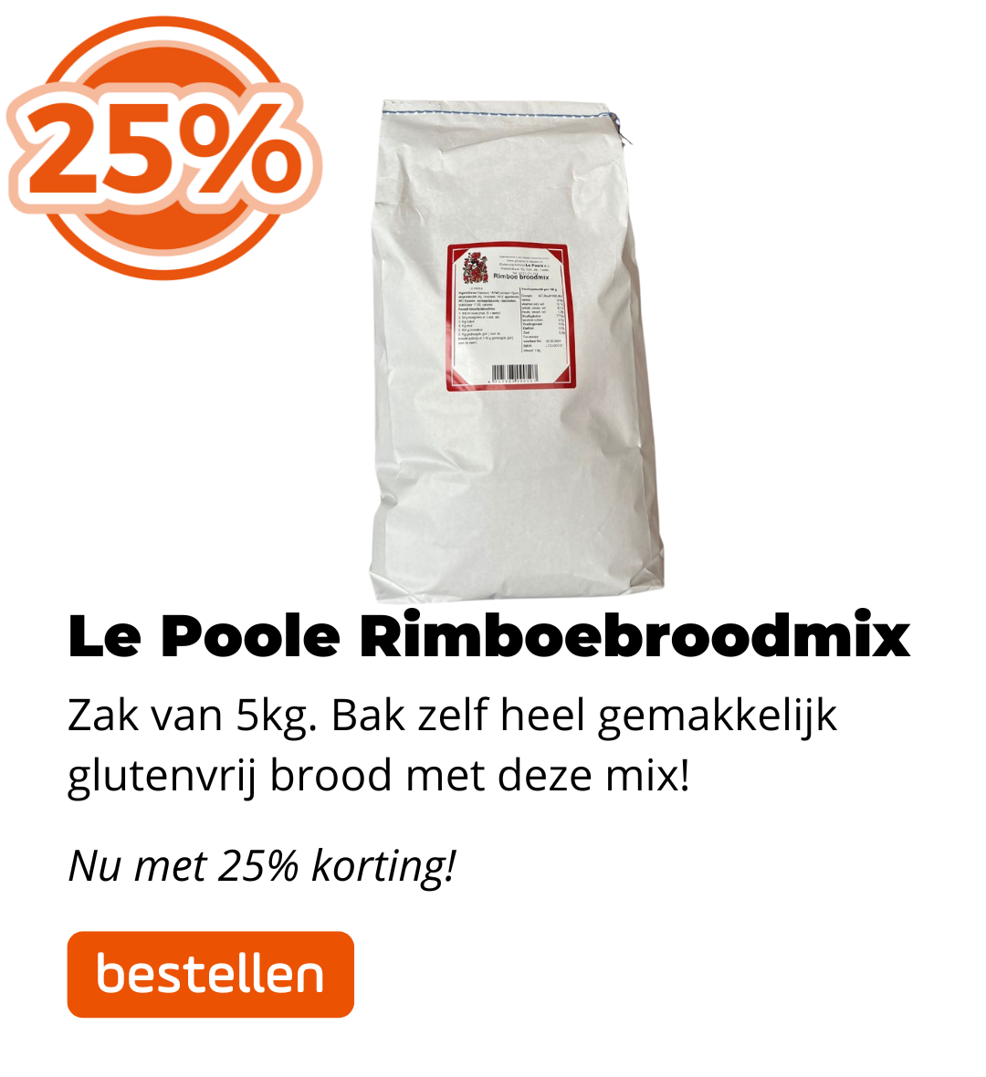 Le Poole Rimboebroodmix 5kg 25% korting