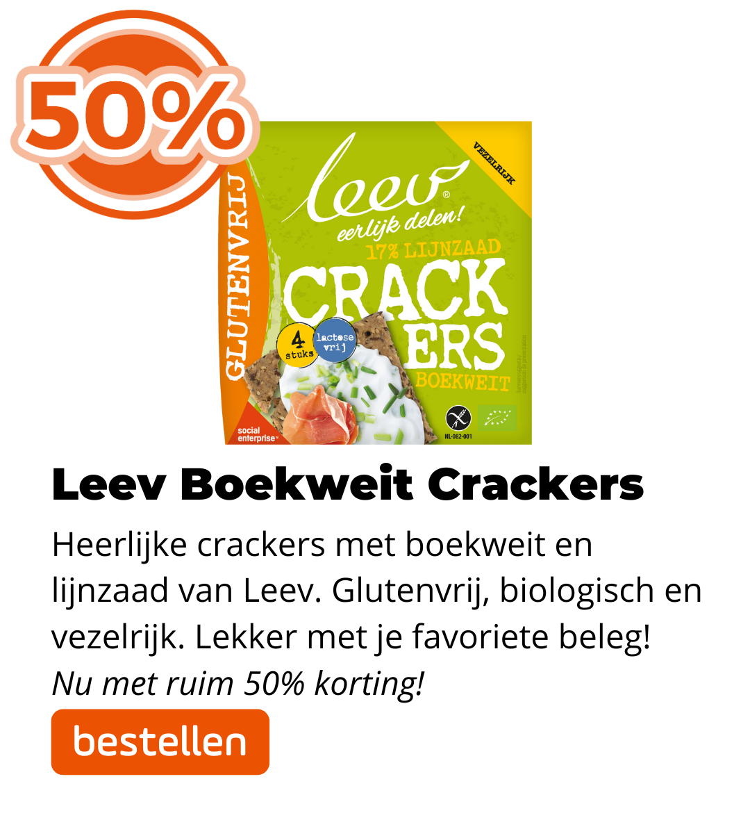 Leev Boekweitcrackers 50% korting