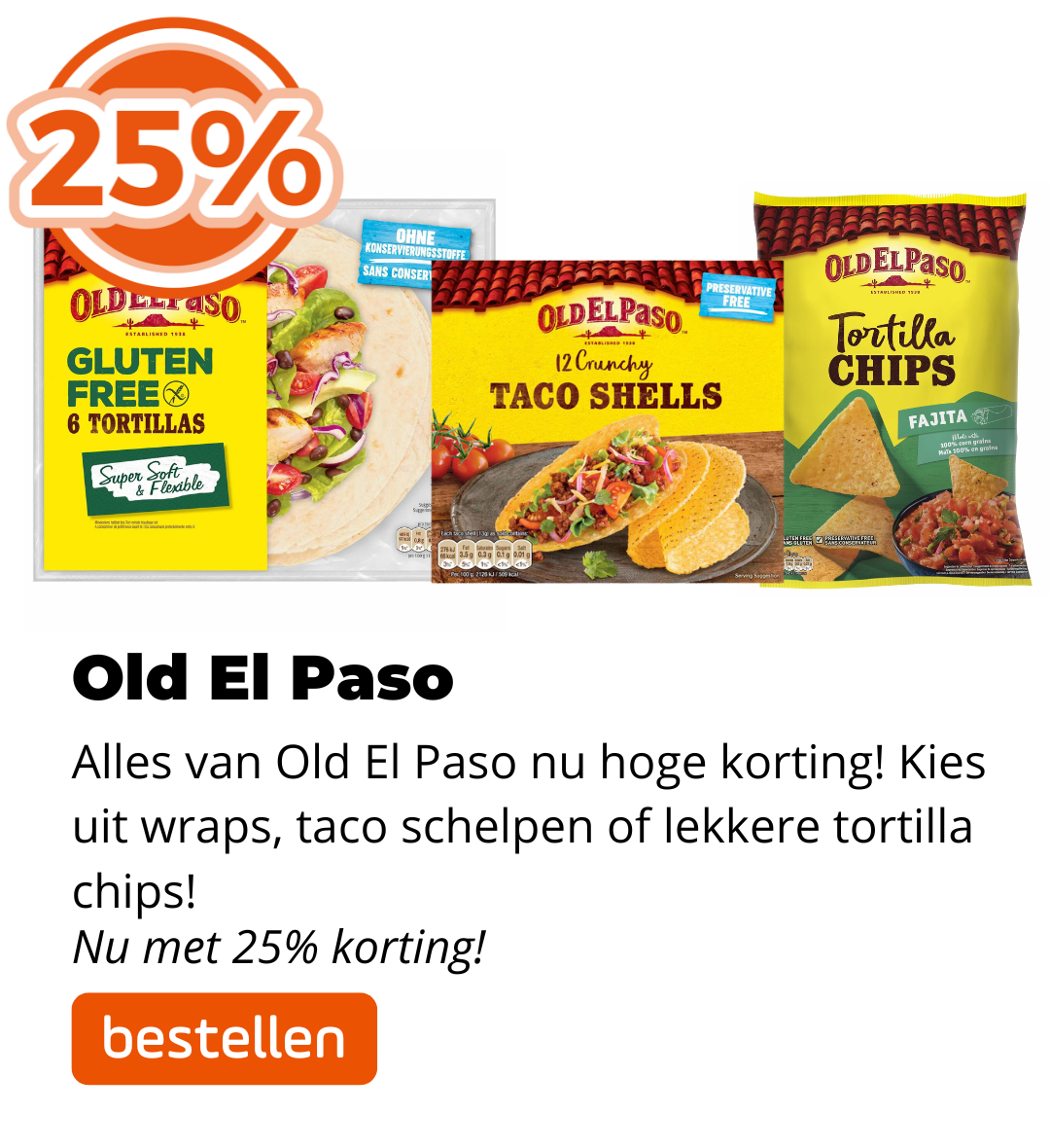 Old el Paso 25% korting