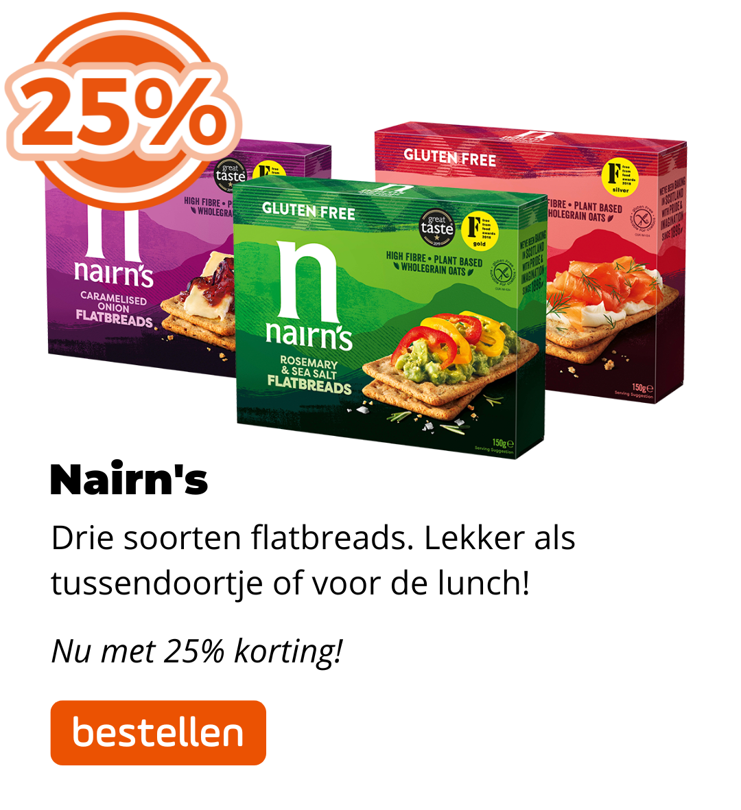 25% korting op ALLES van Nairn's