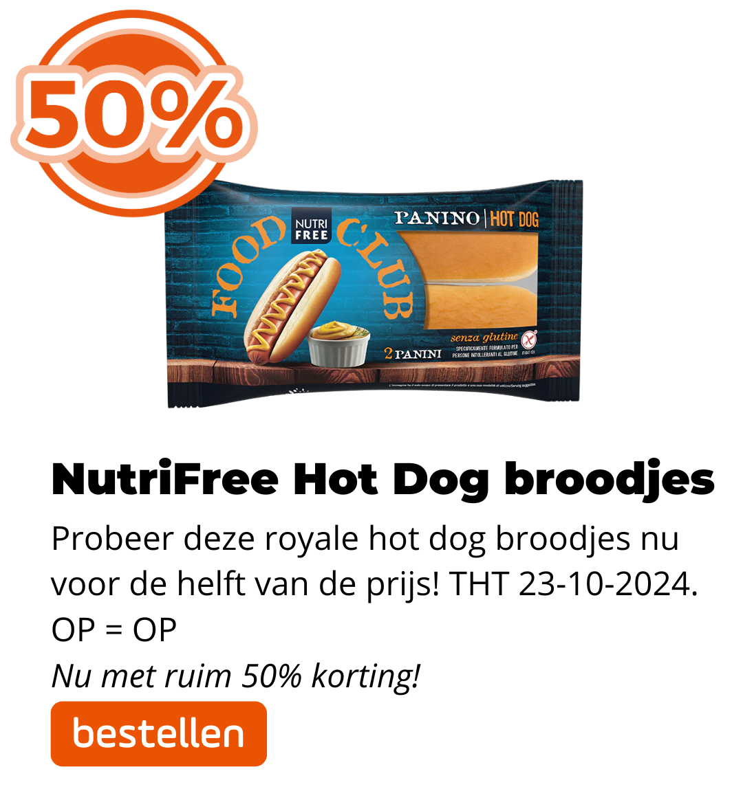 Nutrifree Hot Dog Broodjes 50% korting