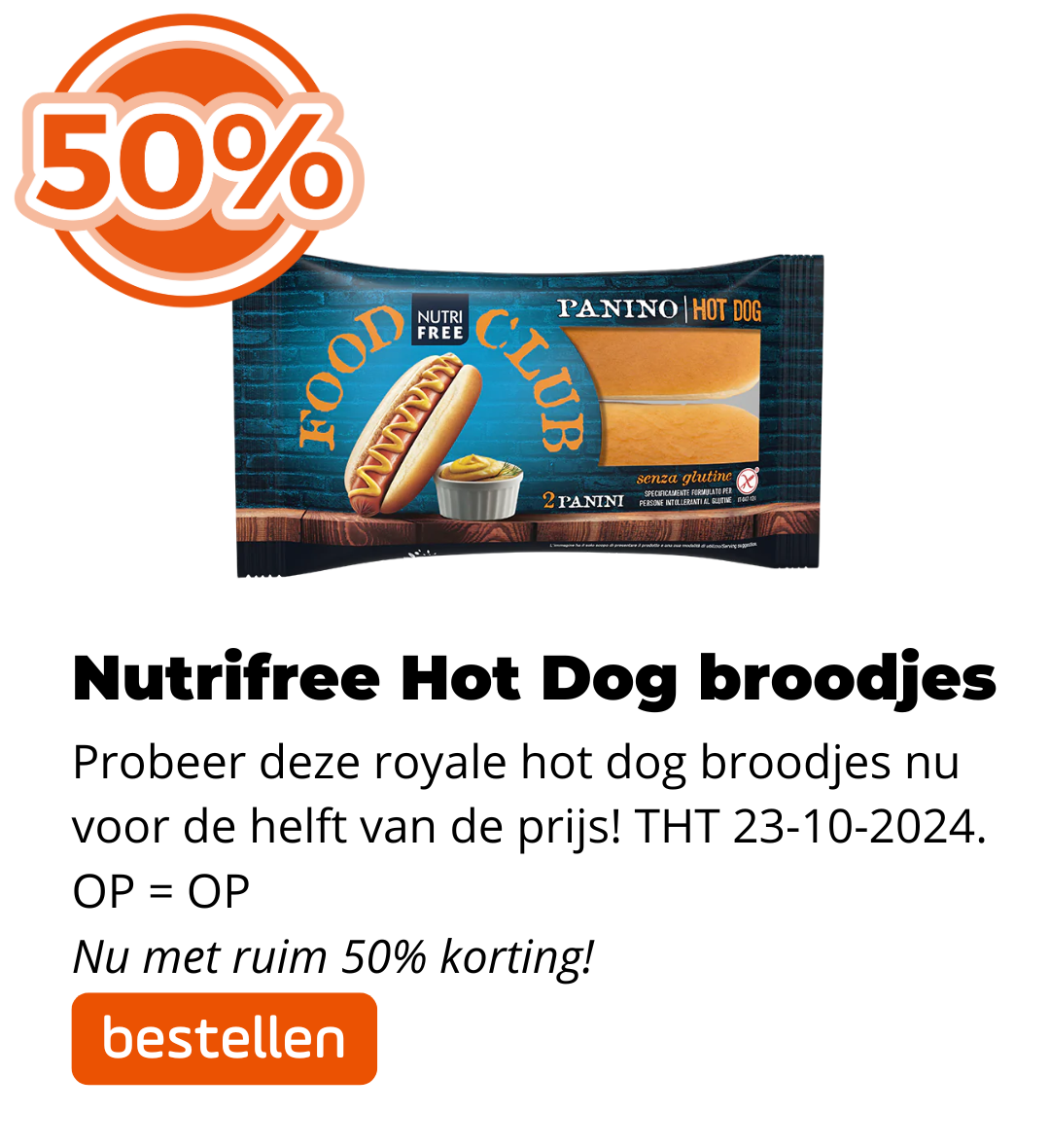 Nutrifree Hot Dog Broodjes 50% korting